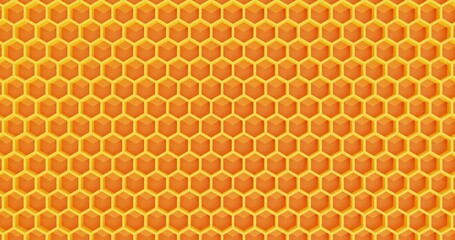 Orange hexagon honeycomb texture background. Pattern background. 3d rendering.	