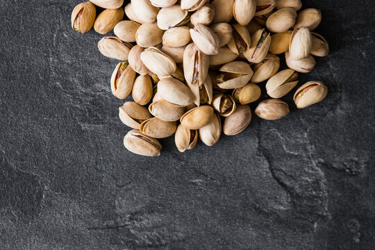 Pistachios background. The view of the top.
