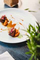 gourmet dish with meat