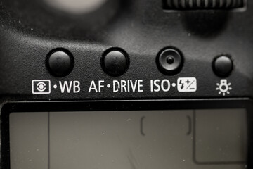 WB,AF Drive and ISO Buttons On Digital Camera