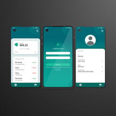 Smartphone front view mock up with simple e-wallet UI design concept
