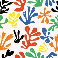 Selbstklebende Fototapeten seamless colorful leaves background pattern, with paint strokes and splashes © Kirsten Hinte