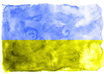 Yellow and blue Ukrainian flag from watercolor pattern
