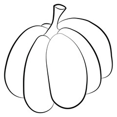 Pumpkin icon vector illustration. Autumn Halloween or Thanksgiving pumpkin symbol in flat design, simple, outline silhouette isolated on white background