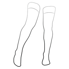 Women stocking outline simple minimalist vector icon. Female legs. Outline attractive foot, vector illustration. Woman leg vector isolated on white background.