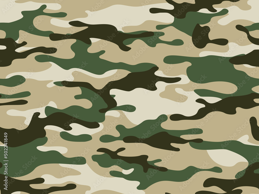 Wall mural Seamless camouflage pattern. Army background. Military texture. Print. Vector illustration