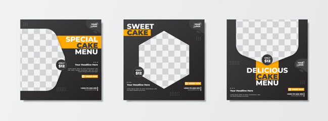 Special cake menu sale template for social media post