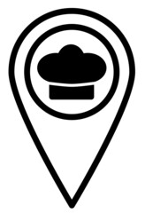 Restaurant map pin. Chef hat symbol in map pointer.