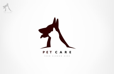 Dog and cat logo. Pet clinic design vector. Nurseries for pets.