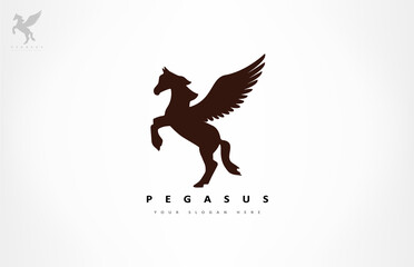 Pegasus logo vector. Animal Mythical creature.