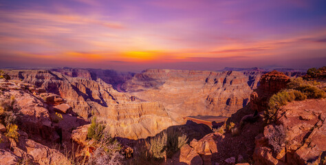 Fototapeta na wymiar Sunset view of the Grand Canyon in Arizona, United States 
