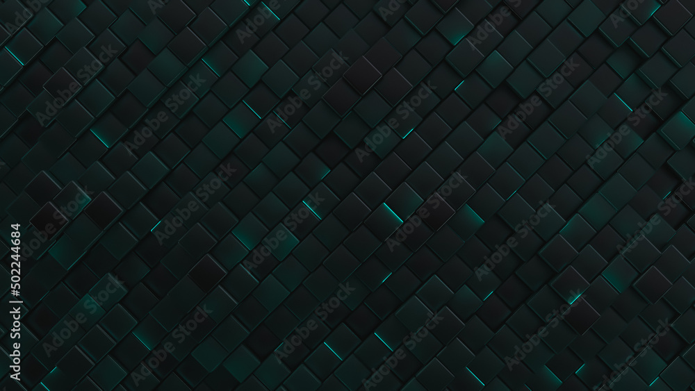 Wall mural Block of square shimmering cells. Full frame. Technological abstract background