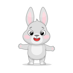 Cute cartoon smiling rabbit, vector children's illustration.