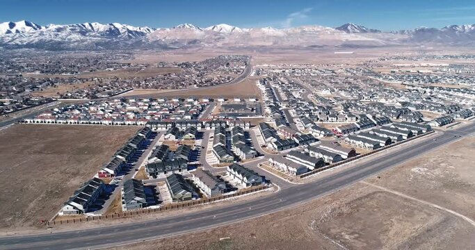 Large apartment development in Salt Lake City, Utah in the Herriman, Utah area drone footage