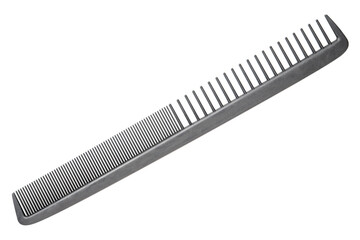 Comb for Hair. Professional barber comb for man or woman haircut. Hairdresser salon equipment. Hair cutting carbon comb. Premium hairdressing accessories, hairbrush. Isolated on white background. 