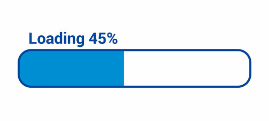 progress loading bar 45 percent (45%) on white background