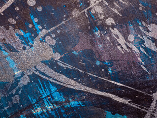 Abstract painting, mixed media. Texture made with blue and gray colors