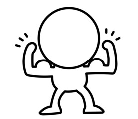 This is an illustration of a two-headed white person training.