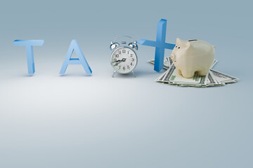Tax time and tax payments concept, copy space for text, 3D illustrations rendering