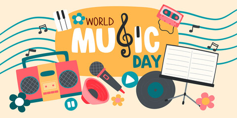 International Music Day Concept Poster, Vector, Illustration