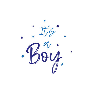 Its a boy or girl - baby shower invitation template. Calligraphic text in the hand-drawn female and male gender sign. Baby born announcement template.