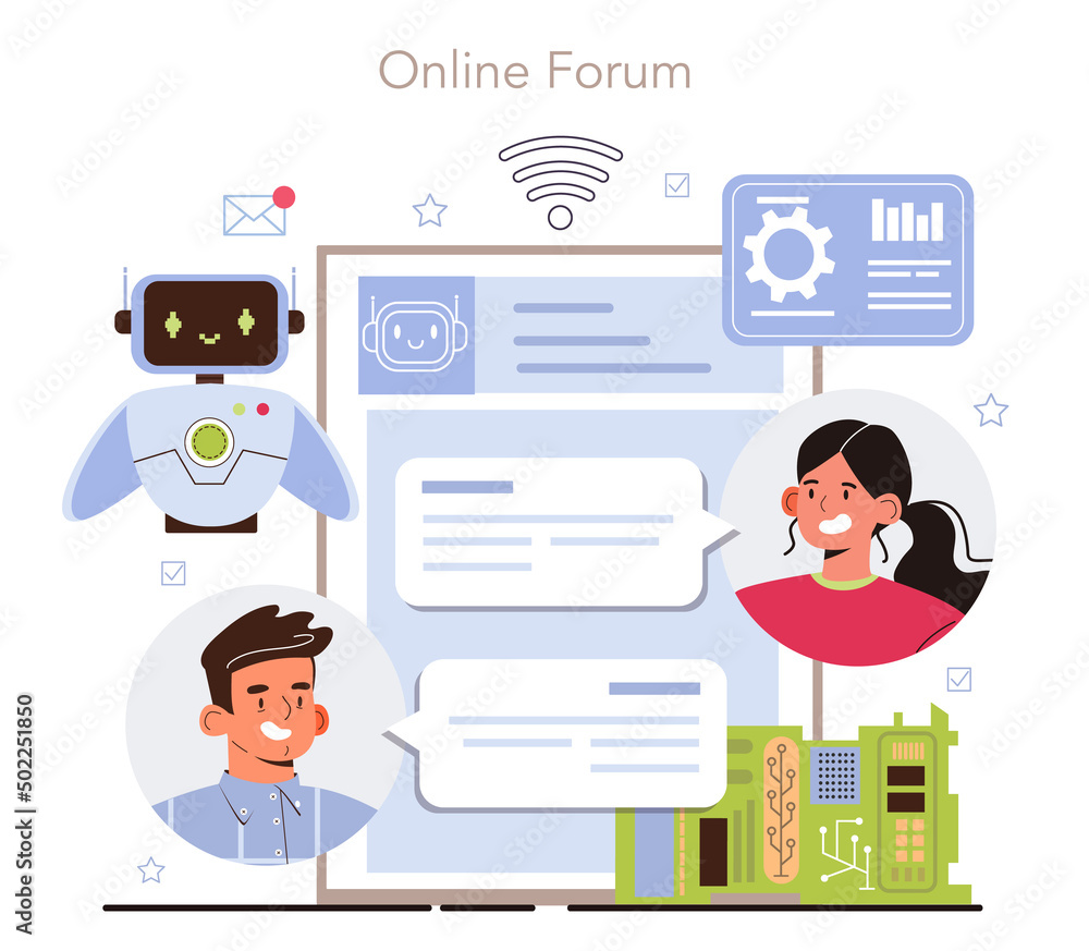 Poster cyber engineering online service or platform. robotics' constructing