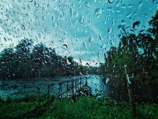 Water drops on the car window