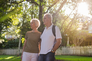 senior couple on nature walk