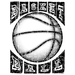 Vector illustration basketball ball and inscription basketball for t-shirt design