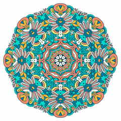 Mandala vector doodle art. Flower medallion print.