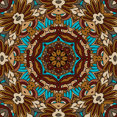 Festival art seamless pattern mandala. Ethnic geometric print. repeating background texture.