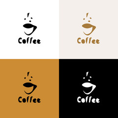 Original simple spiced coffee cup icon. Coffee with cinnamon. Artistic hand drawn logo design. Vector illustration. - 502253061