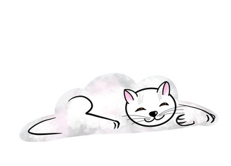 Cloud Fluffy Cats on whire background clip-art