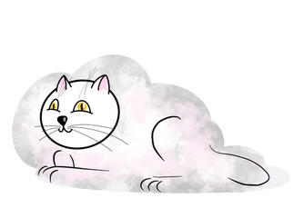 Cloud Fluffy Cats on whire background clip-art