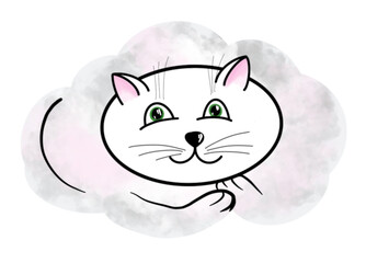 Cloud Fluffy Cats on whire background clip-art