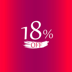 18 percent discount with paint brush red backgound