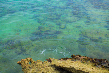 the beautiful blue of the sea