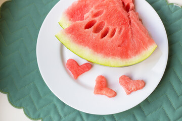 watermelon on a white plate