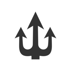 Trident icon. Trident Neptune weapon. Poseidon black symbol. Vector isolated on white.