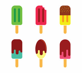 Set of ice cream vector illustration. Minimal flat colorful design.
