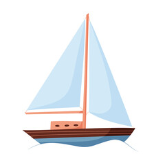 Nautical yacht in cartoon style. Isolated vector object