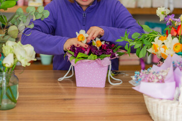 Small business professional flower delivery worker no face