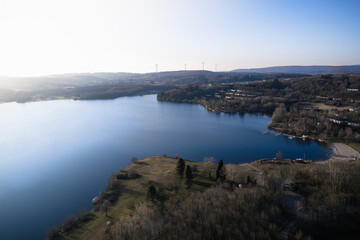 Blick von oben auf den Bostalsee