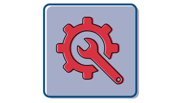 Production logo. Wrench and gear.