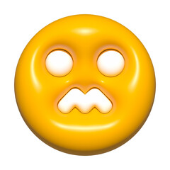 Fototapeta premium emoji face 3d icon yellow, emoji circle face