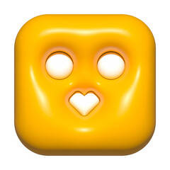 emoji face 3d icon yellow, emoji square face