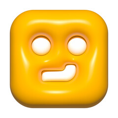 emoji face 3d icon yellow, emoji square face