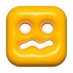 emoji face 3d icon yellow, emoji square face