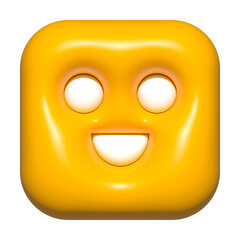 emoji face 3d icon yellow, emoji square face