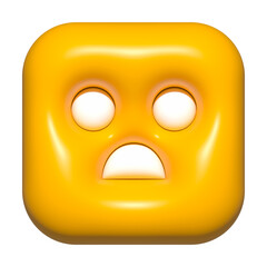 emoji face 3d icon yellow, emoji square face